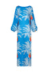 Saman Maxi Linen Dress / Turquoise Palms